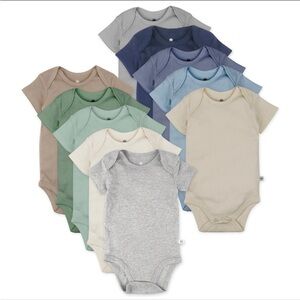 Honest baby 10 pack organic cotton, short sleeve bodysuits blue sunrise